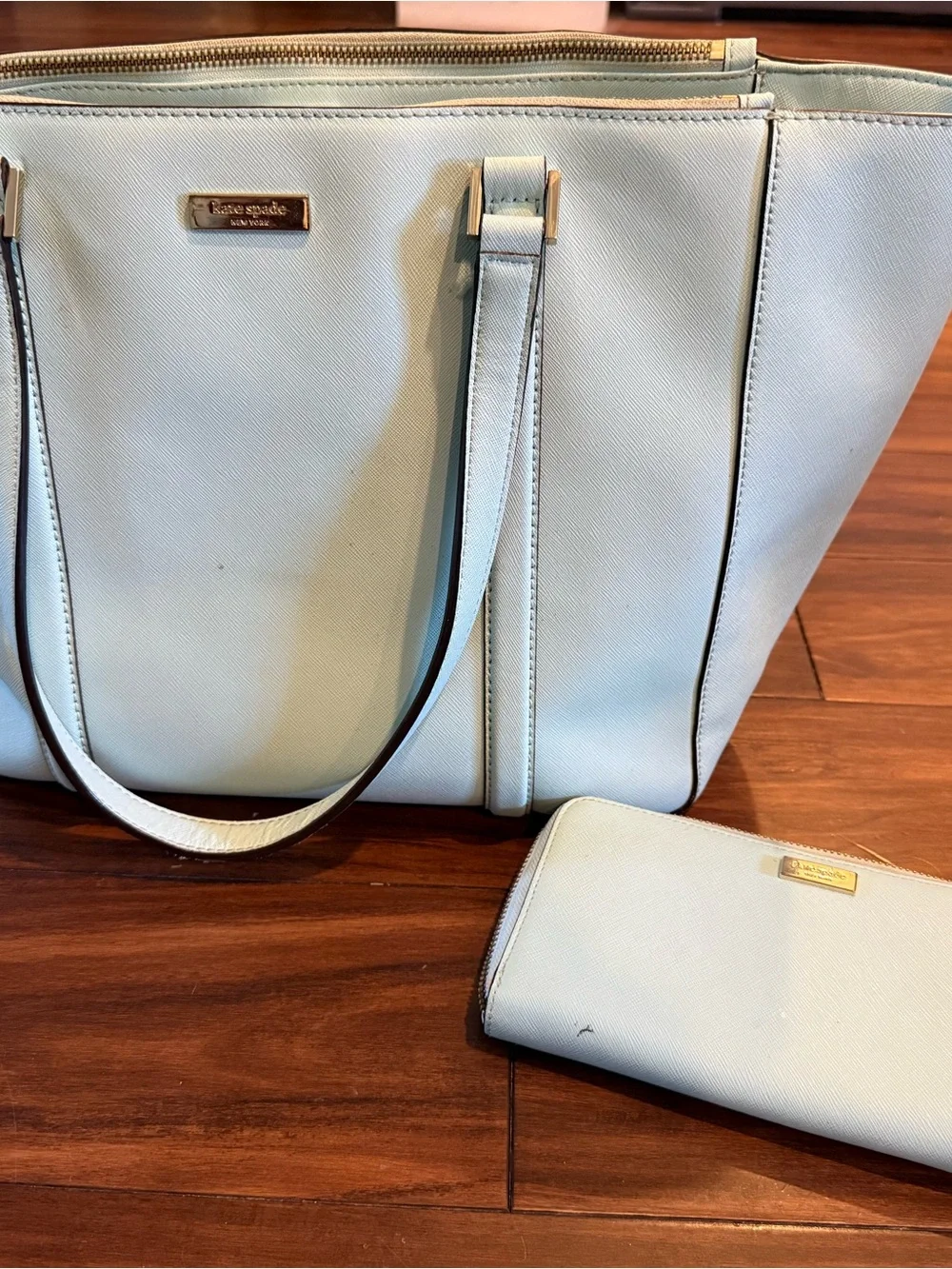 kate spade Light Blue Tote with Matching Zip Wallet